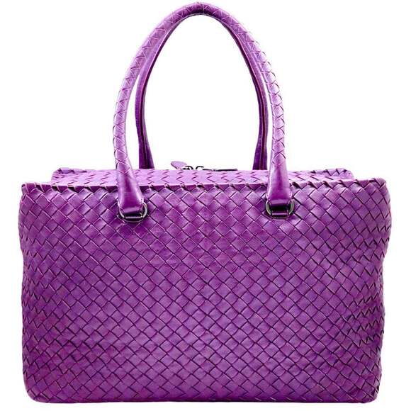 BOTTEGA VENETA Purple Leather Intrecciato Tote Bag - Picture 1 of 14